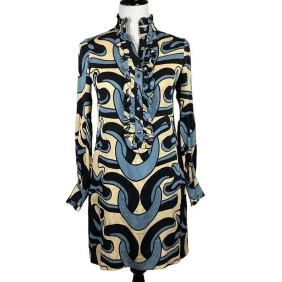 dvf silk shift dress Diane von Furstenberg DVF Rose Silk Shift Dress Geometric Print Size 0